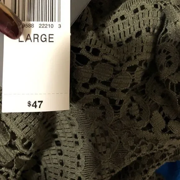 LACE top olive green Sage lace Retail $47 NWT - Picture 6 of 7